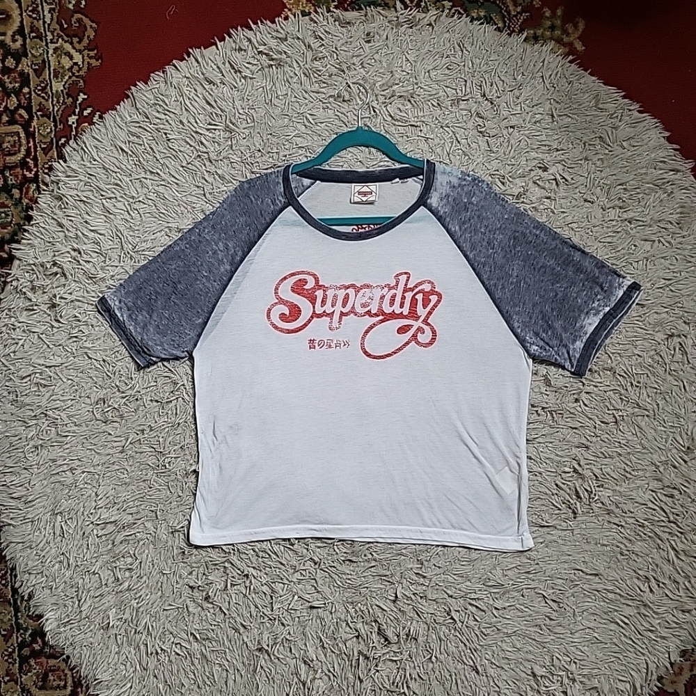 Superdry Raglan Tshirt Tee T-shirt Top Shirt Size 8 Retro Streetwear Lightweight